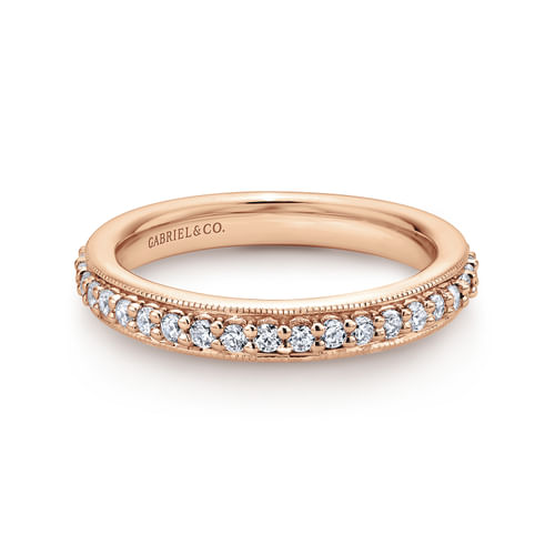 Vintage Inspired 14K Rose Gold Prong Set Diamond Eternity Band