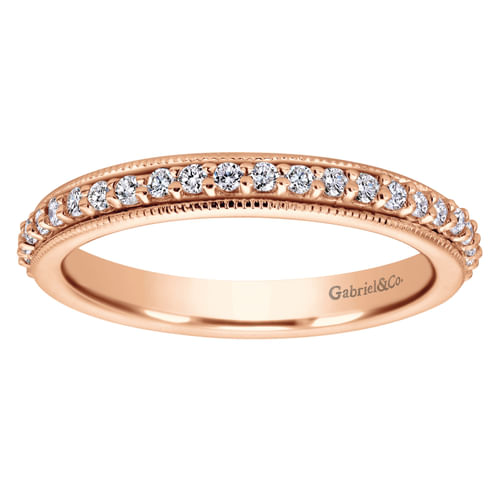Vintage Inspired 14K Rose Gold Prong Set Diamond Eternity Band