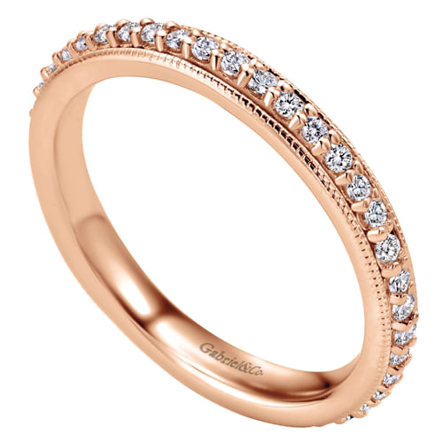 Vintage Inspired 14K Rose Gold Prong Set Diamond Eternity Band