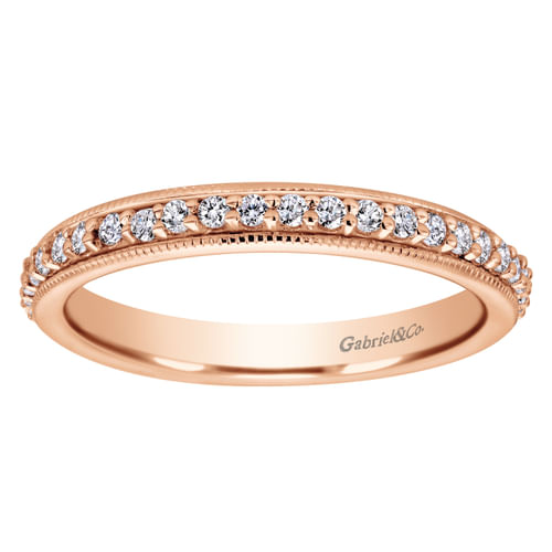 Vintage Inspired 14K Rose Gold Prong Set Diamond Eternity Band