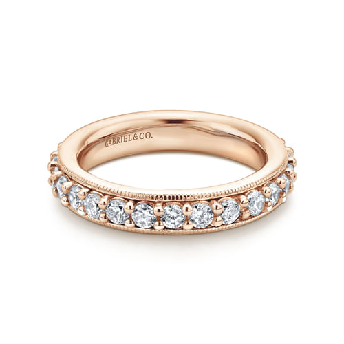 Vintage Inspired 14K Rose Gold Prong Set Diamond Eternity Band