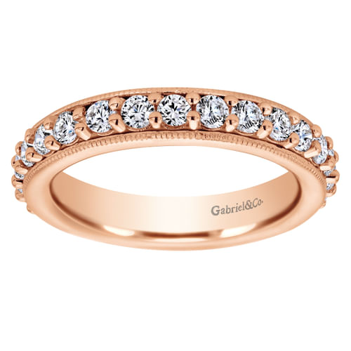 Vintage Inspired 14K Rose Gold Prong Set Diamond Eternity Band