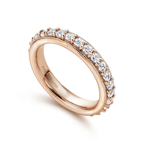 Vintage Inspired 14K Rose Gold Prong Set Diamond Eternity Band