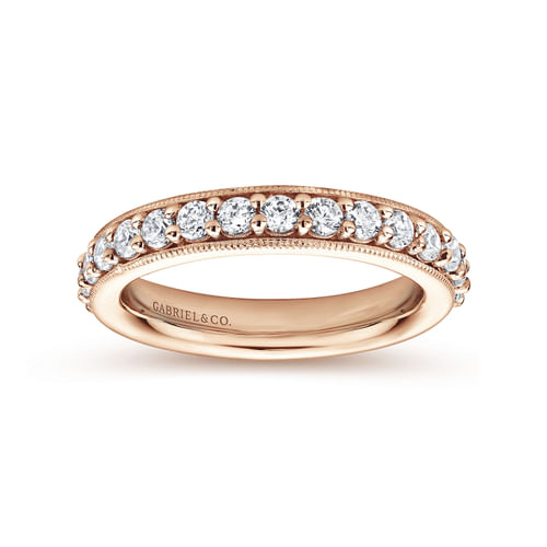 Vintage Inspired 14K Rose Gold Prong Set Diamond Eternity Band