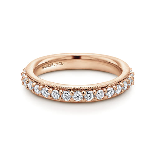 Vintage Inspired 14K Rose Gold Prong Set Diamond Eternity Band