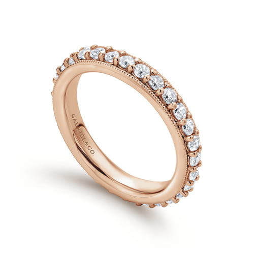 Vintage Inspired 14K Rose Gold Prong Set Diamond Eternity Band