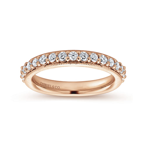 Vintage Inspired 14K Rose Gold Prong Set Diamond Eternity Band