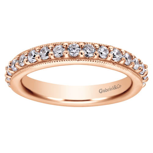 Vintage Inspired 14K Rose Gold Prong Set Diamond Eternity Band