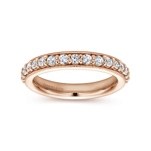 Vintage Inspired 14K Rose Gold Prong Set Diamond Eternity Band