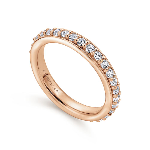 Vintage Inspired 14K Rose Gold Prong Set Diamond Eternity Band