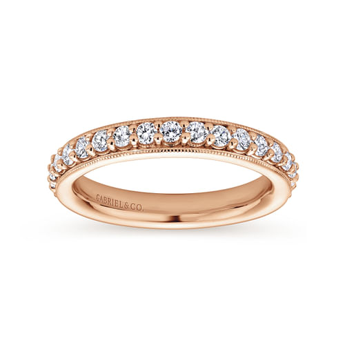 Vintage Inspired 14K Rose Gold Prong Set Diamond Eternity Band