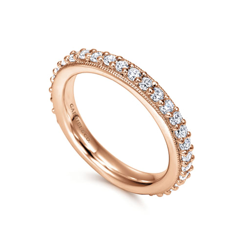Vintage Inspired 14K Rose Gold Prong Set Diamond Eternity Band