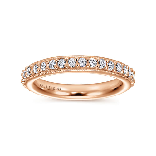 Vintage Inspired 14K Rose Gold Prong Set Diamond Eternity Band