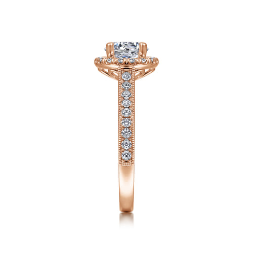 Vintage Inspired 14K Rose Gold Round Halo Diamond Engagement Ring Vintage Inspired 14K Rose Gold Round Halo Diamond Engagement Ring