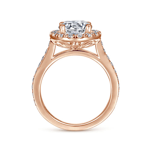 Vintage Inspired 14K Rose Gold Round Halo Diamond Engagement Ring