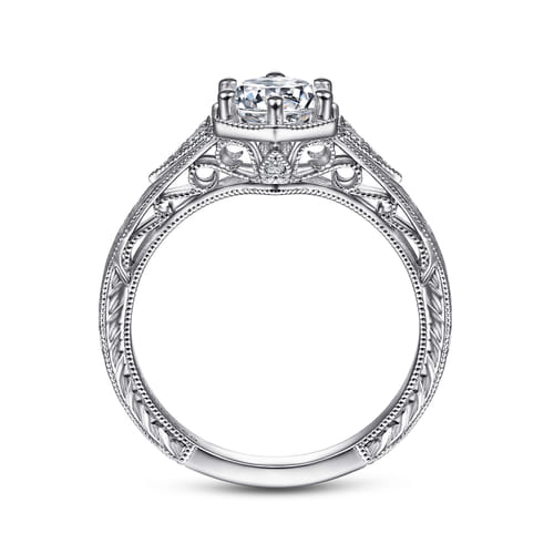 Vintage Inspired 14K White Gold 6 Prong Round Diamond Engagement Ring Vintage Inspired 14K White Gold 6 Prong Round Diamond Engagement Ring
