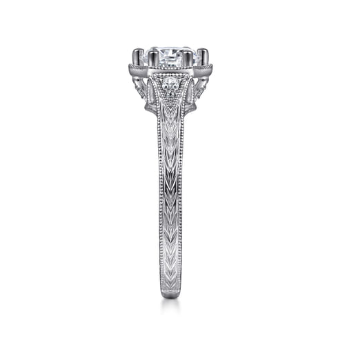 Vintage Inspired 14K White Gold 6 Prong Round Diamond Engagement Ring Vintage Inspired 14K White Gold 6 Prong Round Diamond Engagement Ring