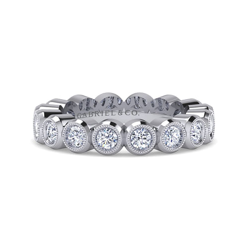 Vintage Inspired 14K White Gold Bezel Set Diamond Eternity Band