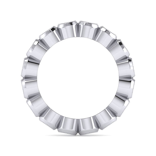 Vintage Inspired 14K White Gold Bezel Set Diamond Eternity Band