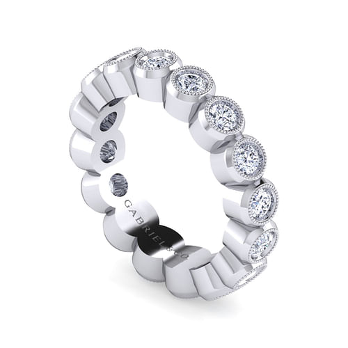 Vintage Inspired 14K White Gold Bezel Set Diamond Eternity Band