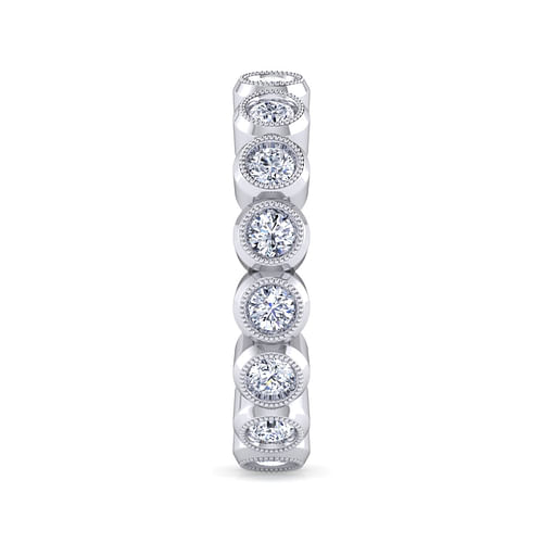 Vintage Inspired 14K White Gold Bezel Set Diamond Eternity Band