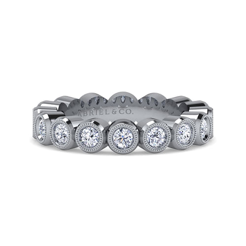 Vintage Inspired 14K White Gold Bezel Set Diamond Eternity Band