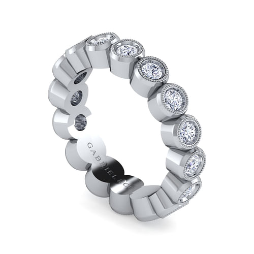 Vintage Inspired 14K White Gold Bezel Set Diamond Eternity Band