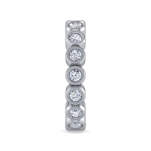 Vintage Inspired 14K White Gold Bezel Set Diamond Eternity Band