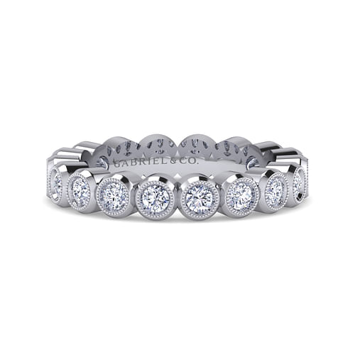 Vintage Inspired 14K White Gold Bezel Set Diamond Eternity Band