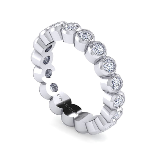 Vintage Inspired 14K White Gold Bezel Set Diamond Eternity Band