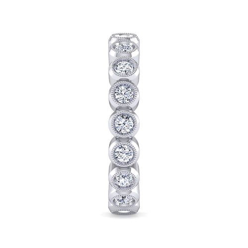Vintage Inspired 14K White Gold Bezel Set Diamond Eternity Band