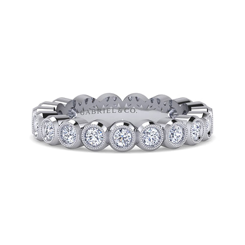 Vintage Inspired 14K White Gold Bezel Set Diamond Eternity Band