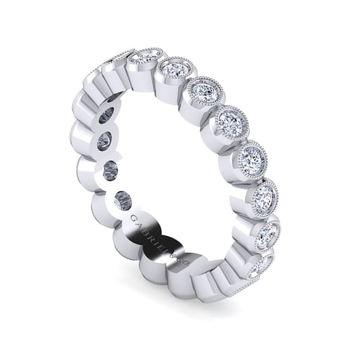Vintage Inspired 14K White Gold Bezel Set Diamond Eternity Band
