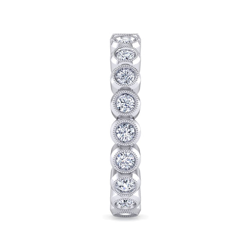 Vintage Inspired 14K White Gold Bezel Set Diamond Eternity Band
