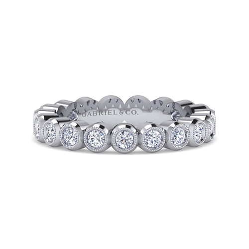 Vintage Inspired 14K White Gold Bezel Set Diamond Eternity Band