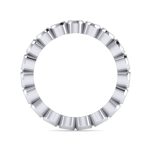 Vintage Inspired 14K White Gold Bezel Set Diamond Eternity Band