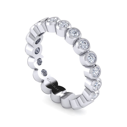 Vintage Inspired 14K White Gold Bezel Set Diamond Eternity Band