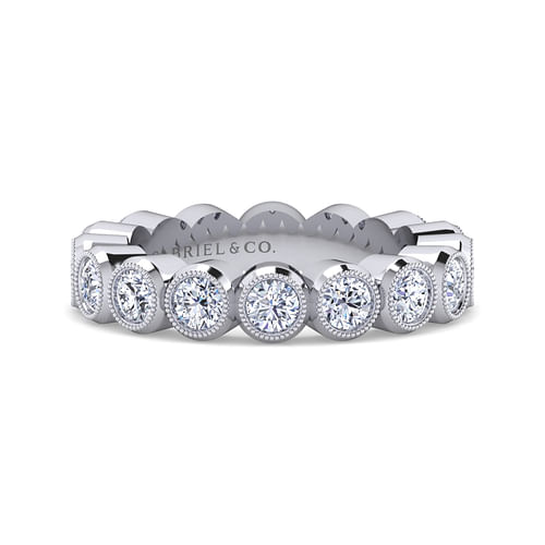 Vintage Inspired 14K White Gold Bezel Set Diamond Eternity Band