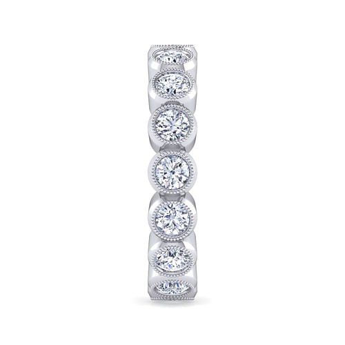 Vintage Inspired 14K White Gold Bezel Set Diamond Eternity Band