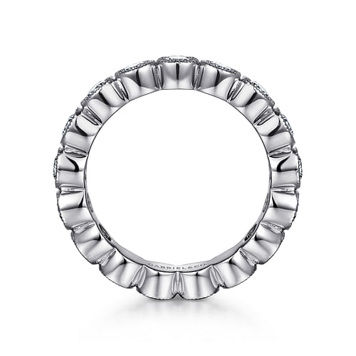 Vintage Inspired 14K White Gold Bezel Set Diamond Eternity Band