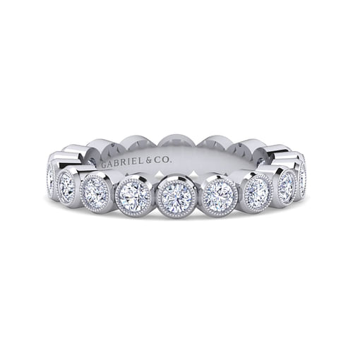 Vintage Inspired 14K White Gold Bezel Set Diamond Eternity Band