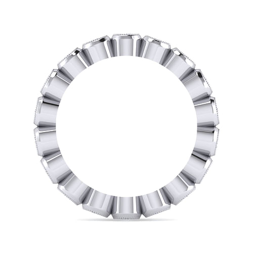 Vintage Inspired 14K White Gold Bezel Set Diamond Eternity Band