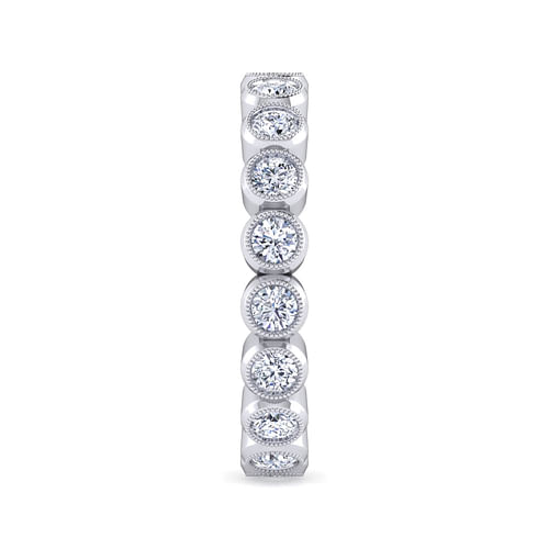 Vintage Inspired 14K White Gold Bezel Set Diamond Eternity Band