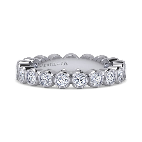 Vintage Inspired 14K White Gold Bezel Set Diamond Eternity Band