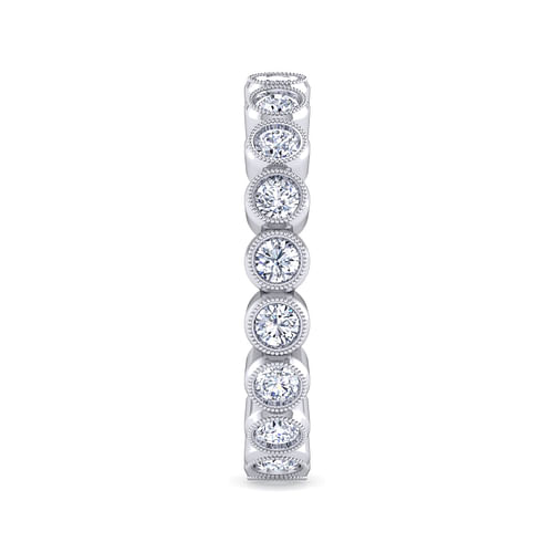 Vintage Inspired 14K White Gold Bezel Set Diamond Eternity Band