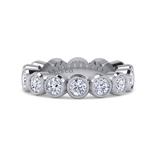 Vintage Inspired 14K White Gold Bezel Set Diamond Eternity Band