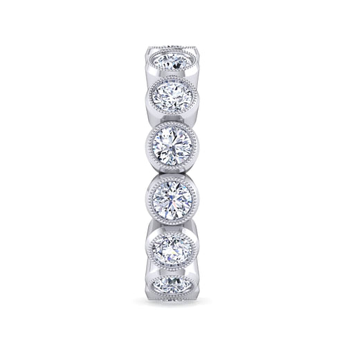 Vintage Inspired 14K White Gold Bezel Set Diamond Eternity Band