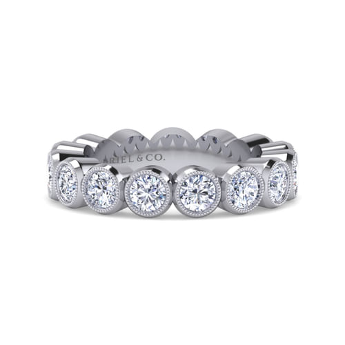 Vintage Inspired 14K White Gold Bezel Set Diamond Eternity Band