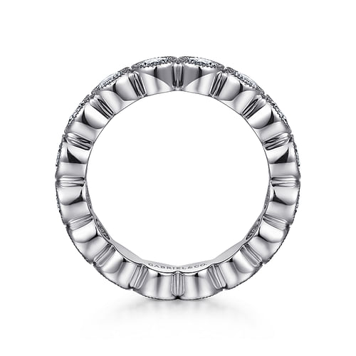 Vintage Inspired 14K White Gold Bezel Set Diamond Eternity Band