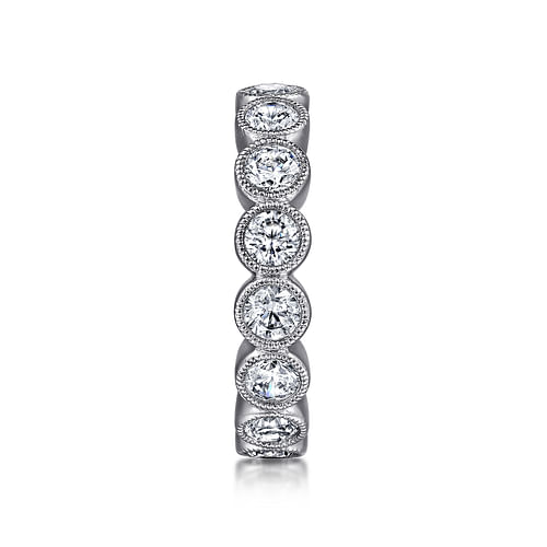 Vintage Inspired 14K White Gold Bezel Set Diamond Eternity Band